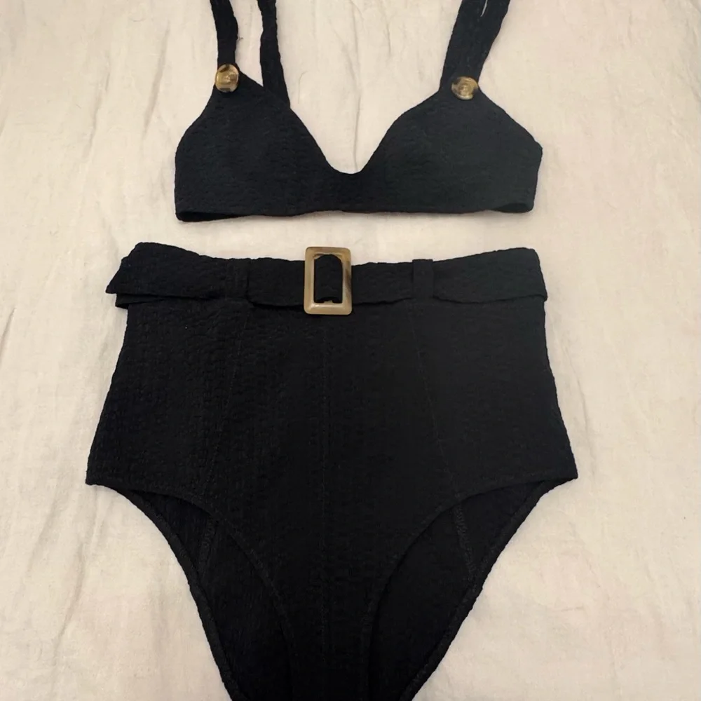 Lisa Marie Fernandez Black High-Waisted Bikini Set - Size 1 (US 2-4) - Picture 2 of 10